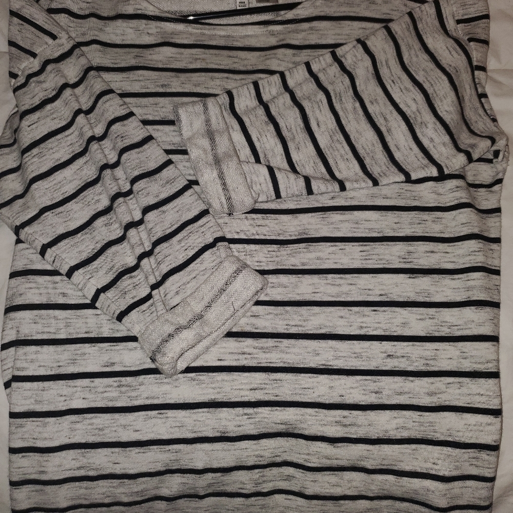 Black and gray striped top